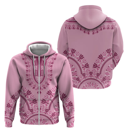 Dashiki Glamorous Pink Zip Hoodie Breast Cancer Fighter