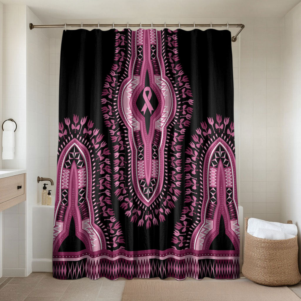 Breast Cancer Pink Ribbon Bathroom Set Dashiki Style