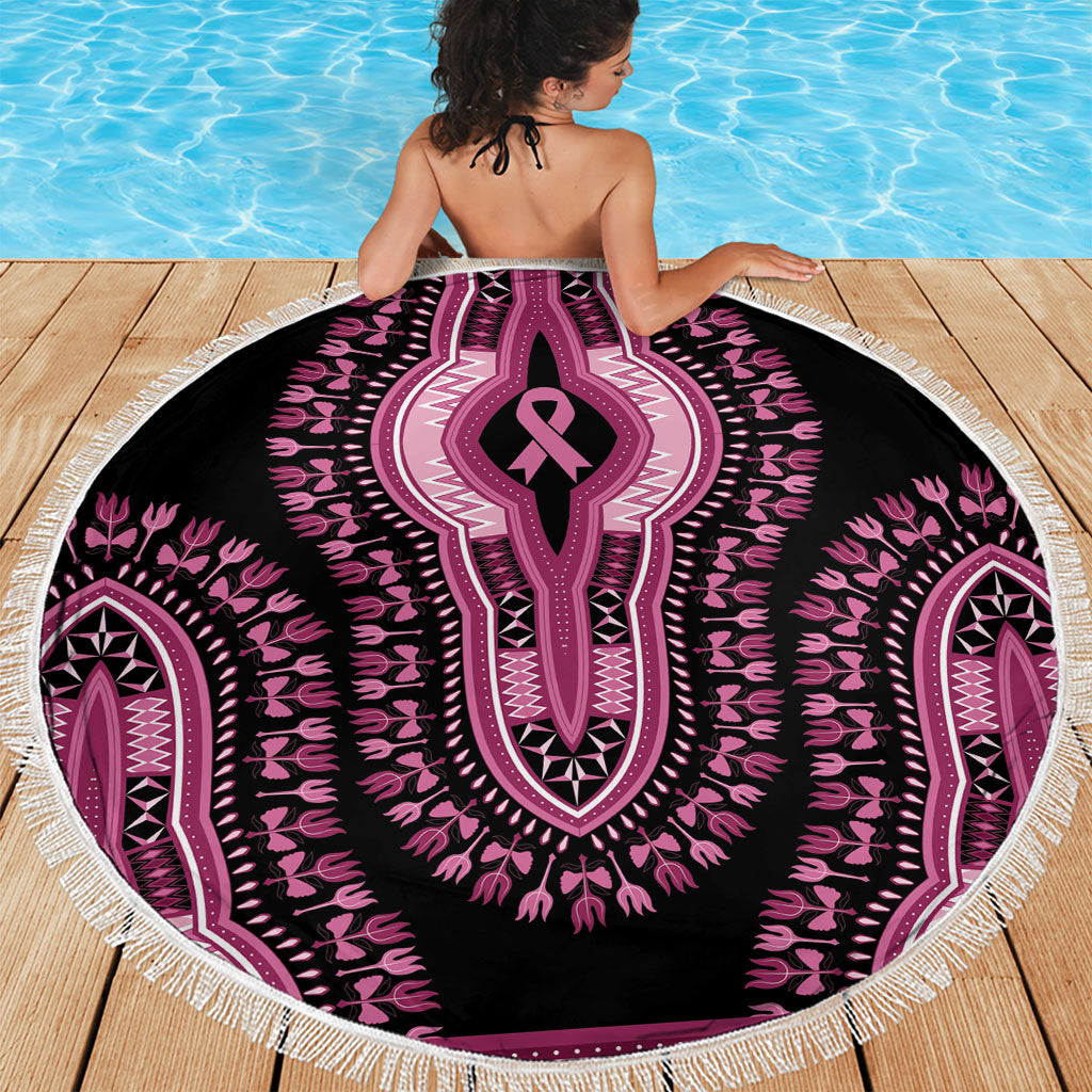 Breast Cancer Pink Ribbon Beach Blanket Dashiki Style