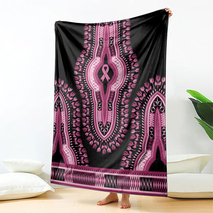 Breast Cancer Pink Ribbon Blanket Dashiki Style