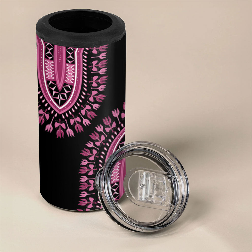 Breast Cancer Pink Ribbon 4 in 1 Can Cooler Tumbler Dashiki Style
