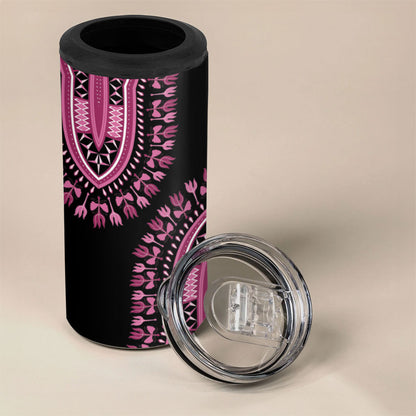 Breast Cancer Pink Ribbon 4 in 1 Can Cooler Tumbler Dashiki Style