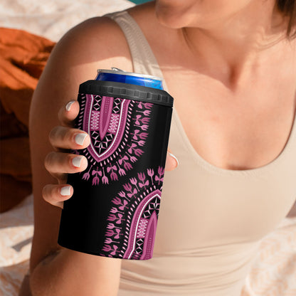 Breast Cancer Pink Ribbon 4 in 1 Can Cooler Tumbler Dashiki Style