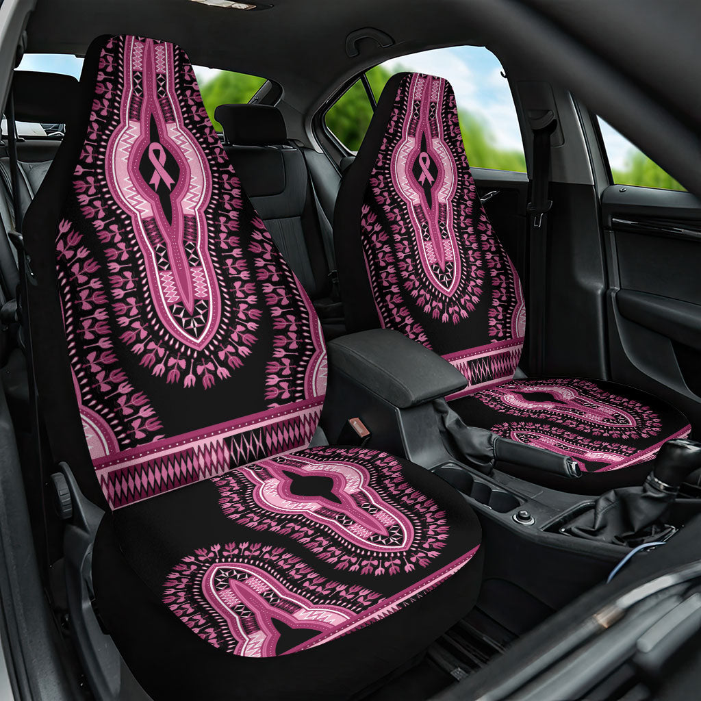 Breast Cancer Pink Ribbon Car Seat Cover Dashiki Style