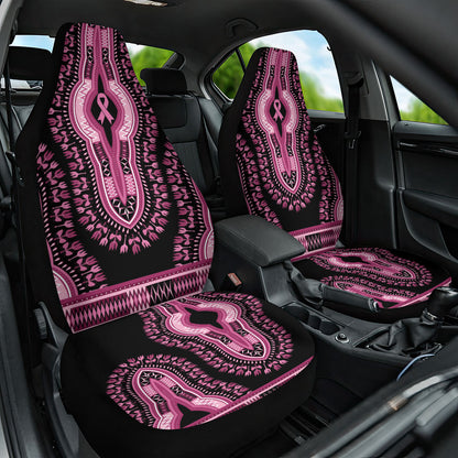 Breast Cancer Pink Ribbon Car Seat Cover Dashiki Style