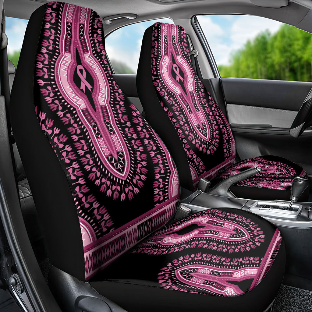 Breast Cancer Pink Ribbon Car Seat Cover Dashiki Style