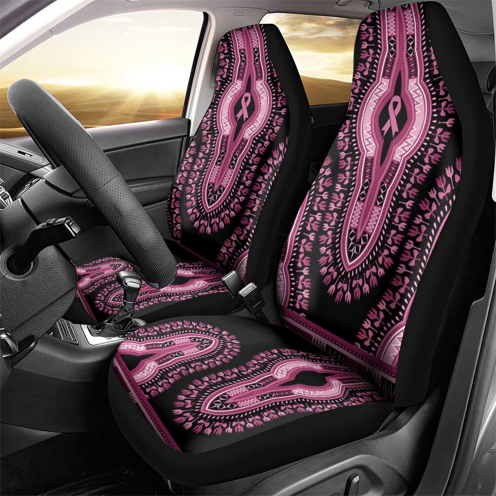 Breast Cancer Pink Ribbon Car Seat Cover Dashiki Style