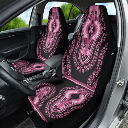 Breast Cancer Pink Ribbon Car Seat Cover Dashiki Style