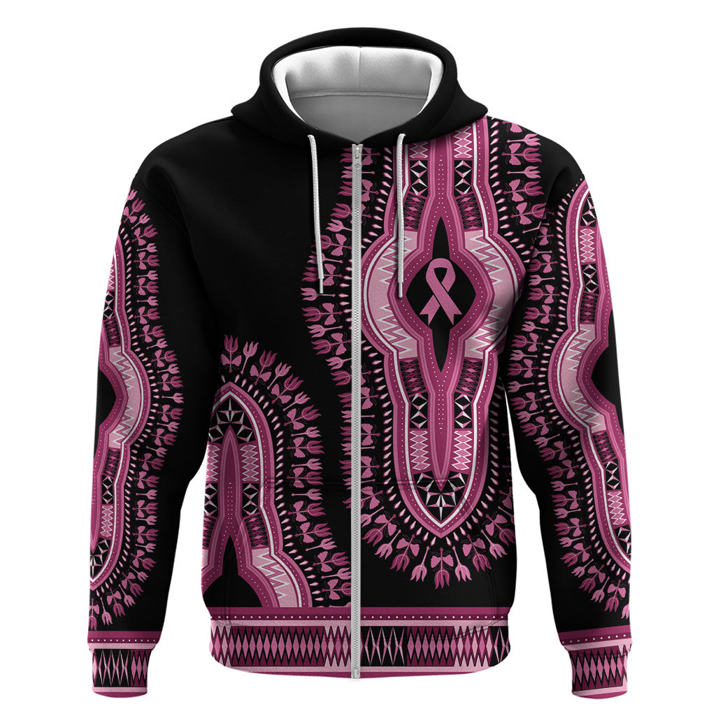 Breast Cancer Pink Ribbon Hoodie Dashiki Style