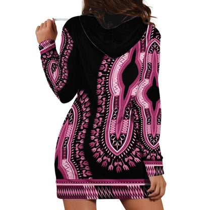 Breast Cancer Pink Ribbon Hoodie Dress Dashiki Style