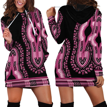 Breast Cancer Pink Ribbon Hoodie Dress Dashiki Style