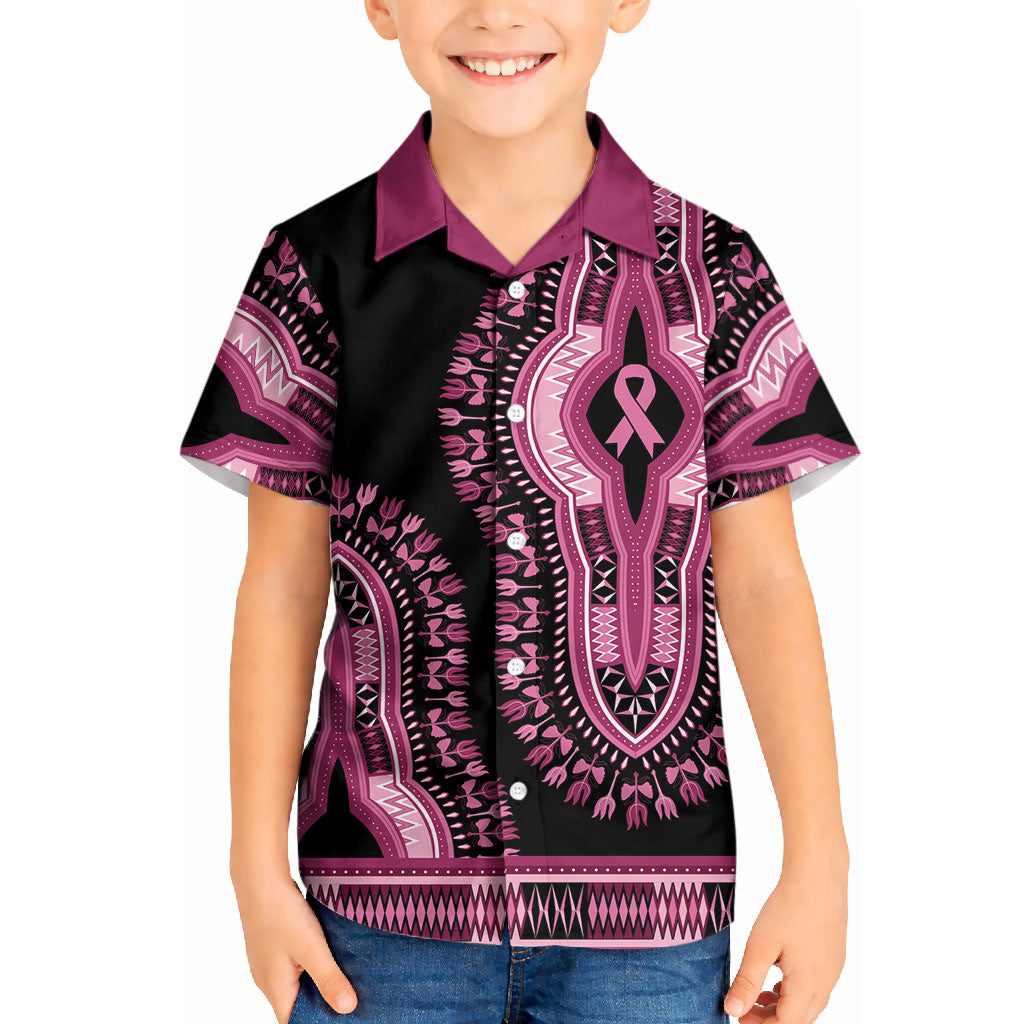 Breast Cancer Pink Ribbon Kid Hawaiian Shirt Dashiki Style