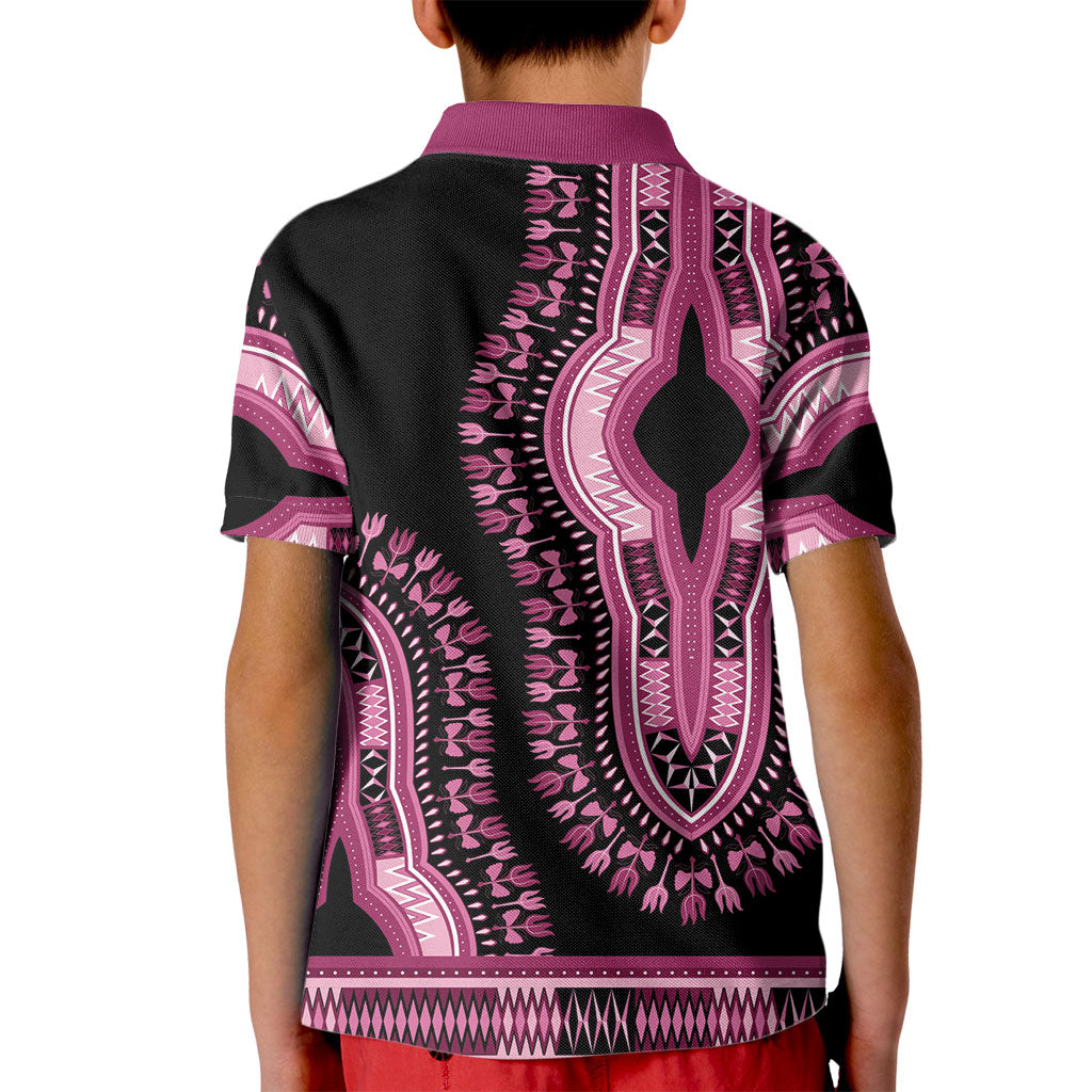 Breast Cancer Pink Ribbon Kid Polo Shirt Dashiki Style