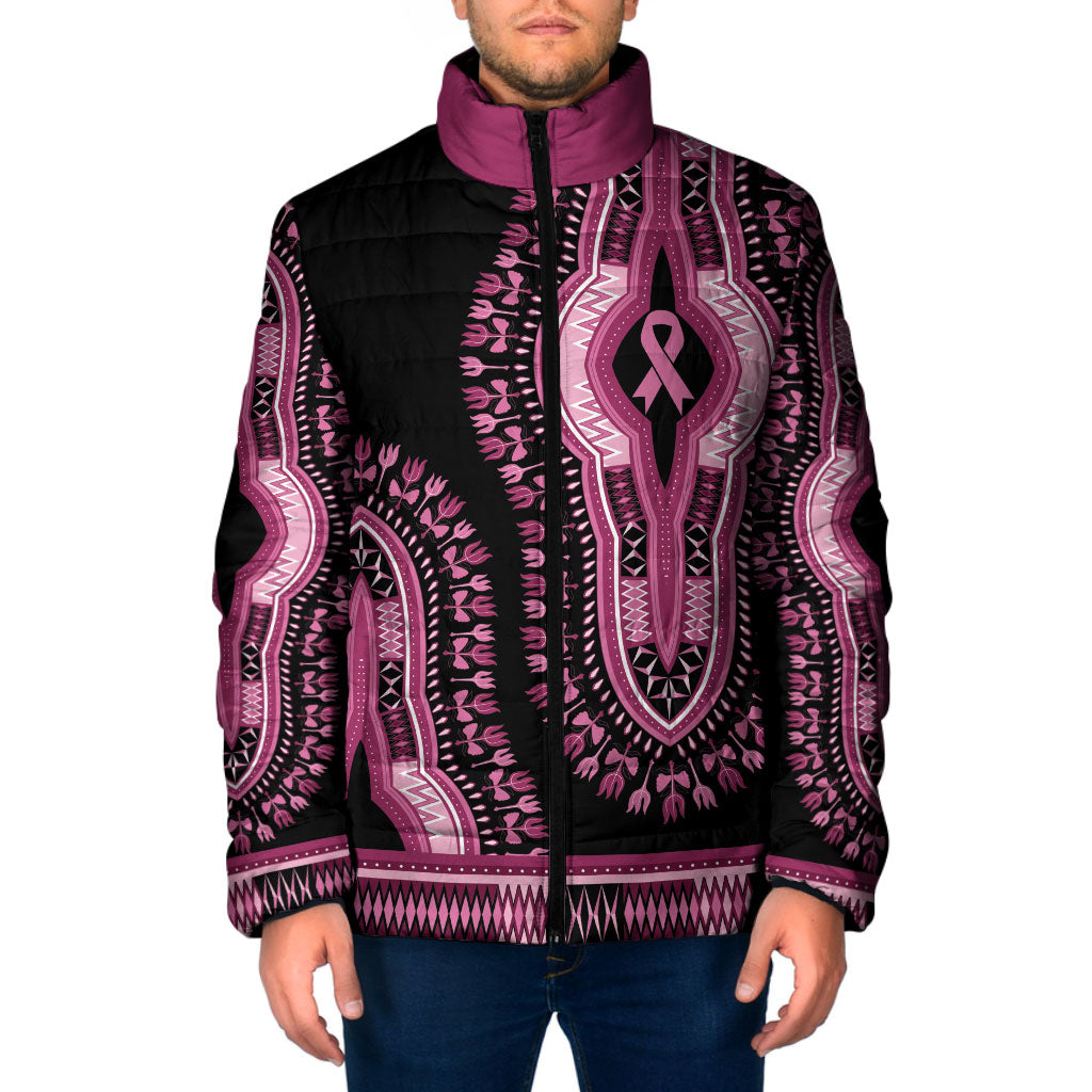 Breast Cancer Pink Ribbon Padded Jacket Dashiki Style