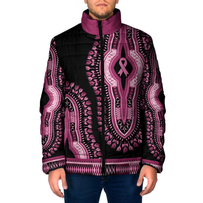 Breast Cancer Pink Ribbon Padded Jacket Dashiki Style
