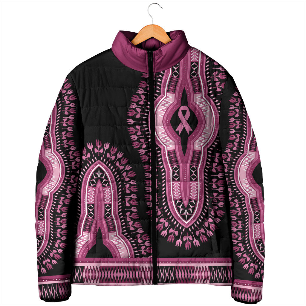 Breast Cancer Pink Ribbon Padded Jacket Dashiki Style