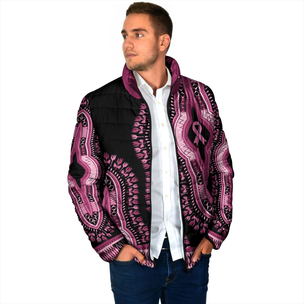 Breast Cancer Pink Ribbon Padded Jacket Dashiki Style