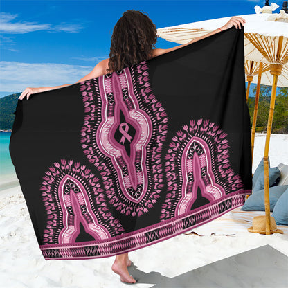Breast Cancer Pink Ribbon Sarong Dashiki Style