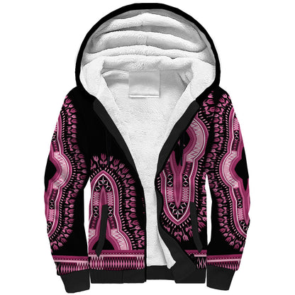 Breast Cancer Pink Ribbon Sherpa Hoodie Dashiki Style