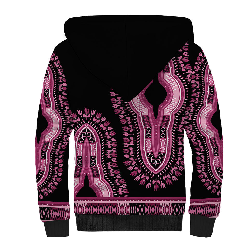 Breast Cancer Pink Ribbon Sherpa Hoodie Dashiki Style
