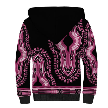Breast Cancer Pink Ribbon Sherpa Hoodie Dashiki Style