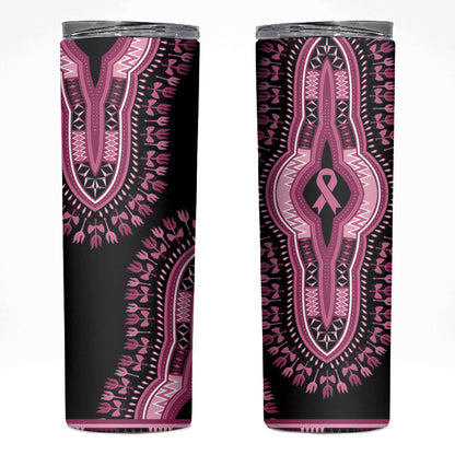 Breast Cancer Pink Ribbon Skinny Tumbler Dashiki Style