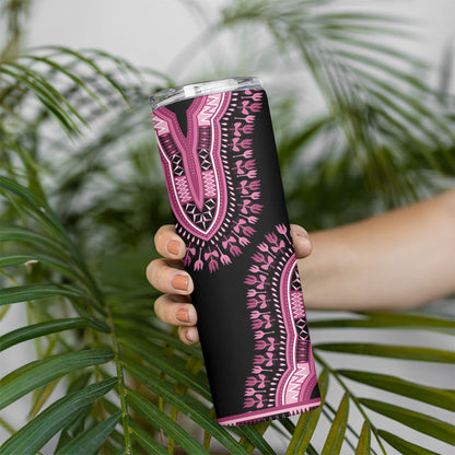 Breast Cancer Pink Ribbon Skinny Tumbler Dashiki Style