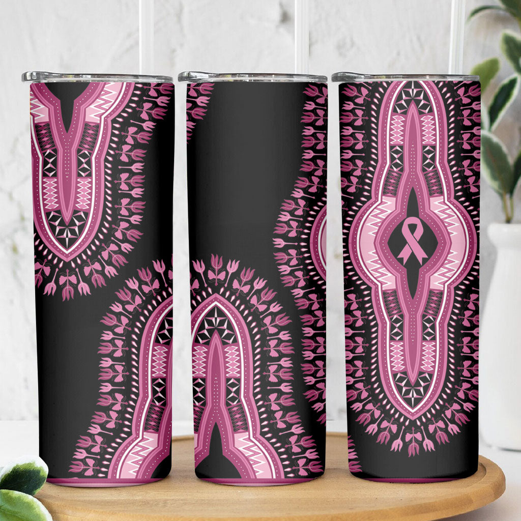 Breast Cancer Pink Ribbon Skinny Tumbler Dashiki Style