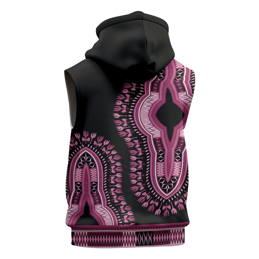 Breast Cancer Pink Ribbon Sleeveless Hoodie Dashiki Style