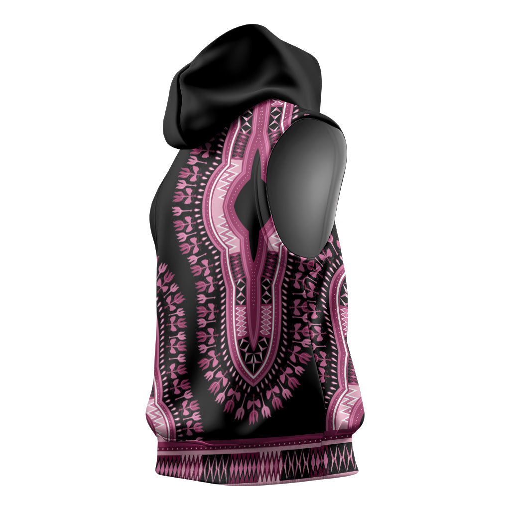 Breast Cancer Pink Ribbon Sleeveless Hoodie Dashiki Style