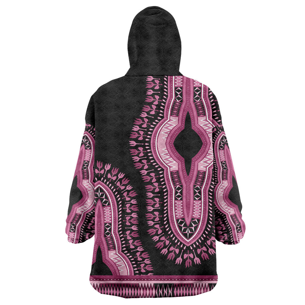 Breast Cancer Pink Ribbon Wearable Blanket Hoodie Dashiki Style