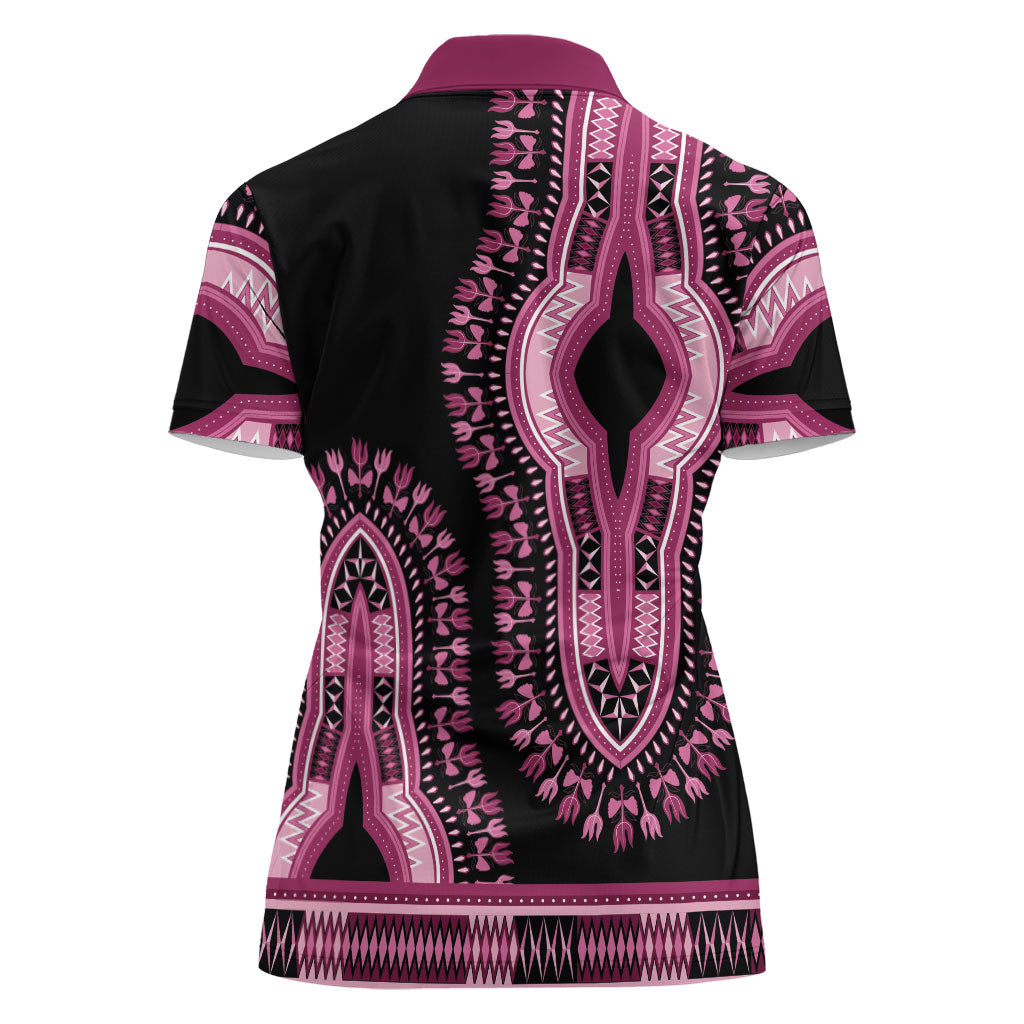 Breast Cancer Pink Ribbon Women Polo Shirt Dashiki Style