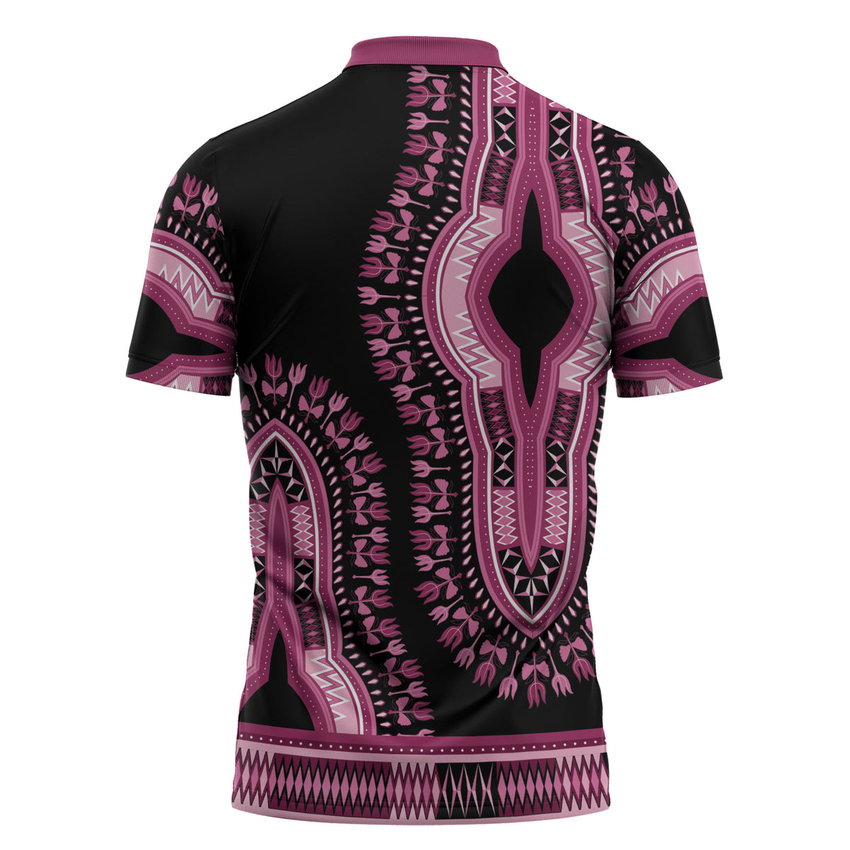 Breast Cancer Pink Ribbon Zipper Polo Shirt Dashiki Style