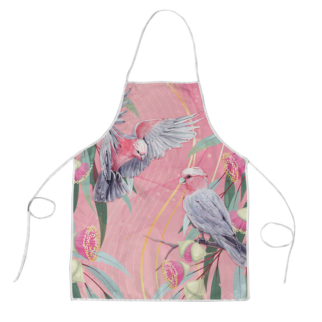 Australia Breast Cancer Apron Pink Galah with Eucalyptus Flowers