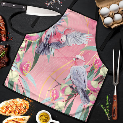 Australia Breast Cancer Apron Pink Galah with Eucalyptus Flowers
