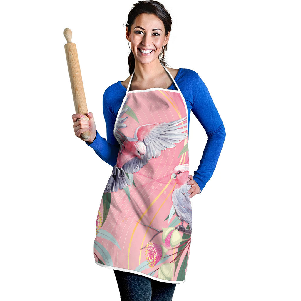 Australia Breast Cancer Apron Pink Galah with Eucalyptus Flowers