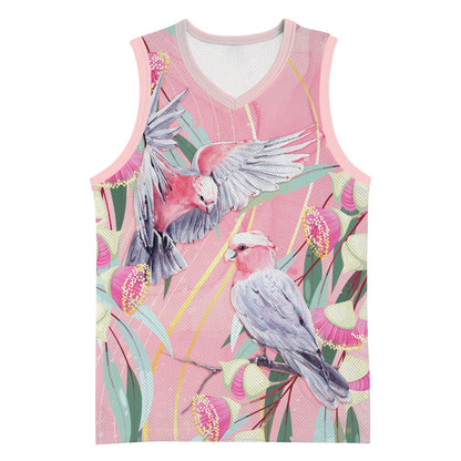 Australia Breast Cancer Basketball Jersey Pink Galah with Eucalyptus Flowers