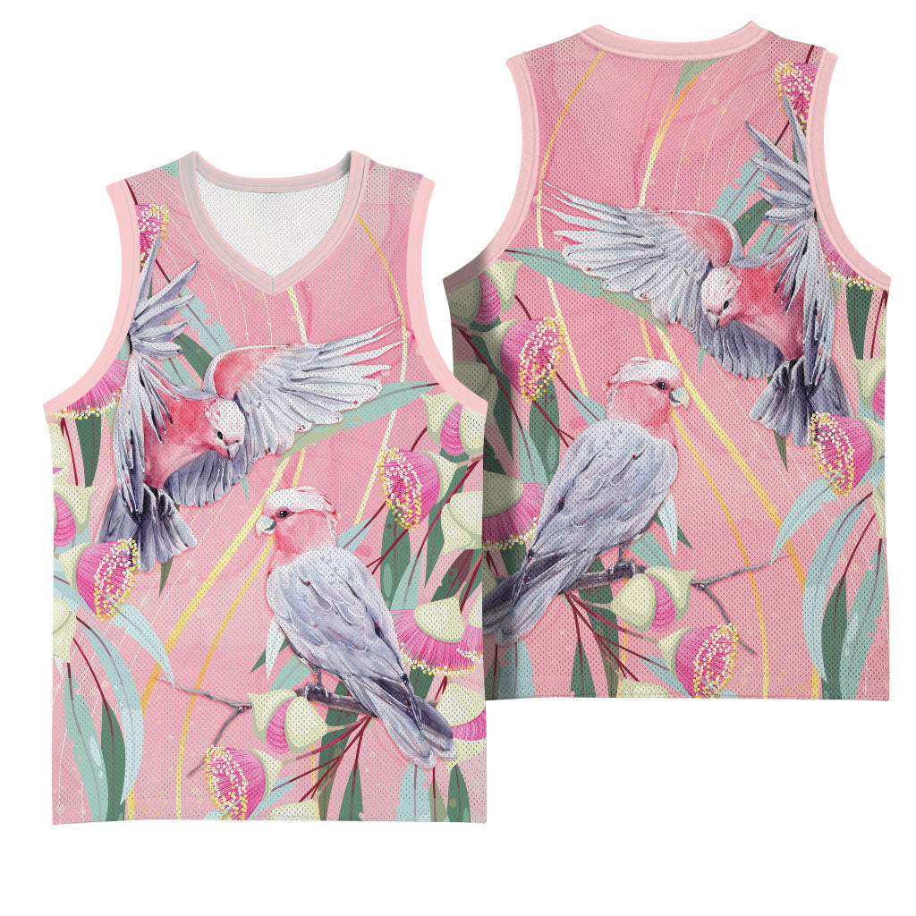 Australia Breast Cancer Basketball Jersey Pink Galah with Eucalyptus Flowers