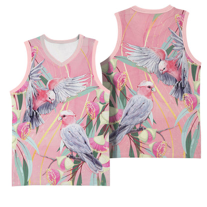 Australia Breast Cancer Basketball Jersey Pink Galah with Eucalyptus Flowers