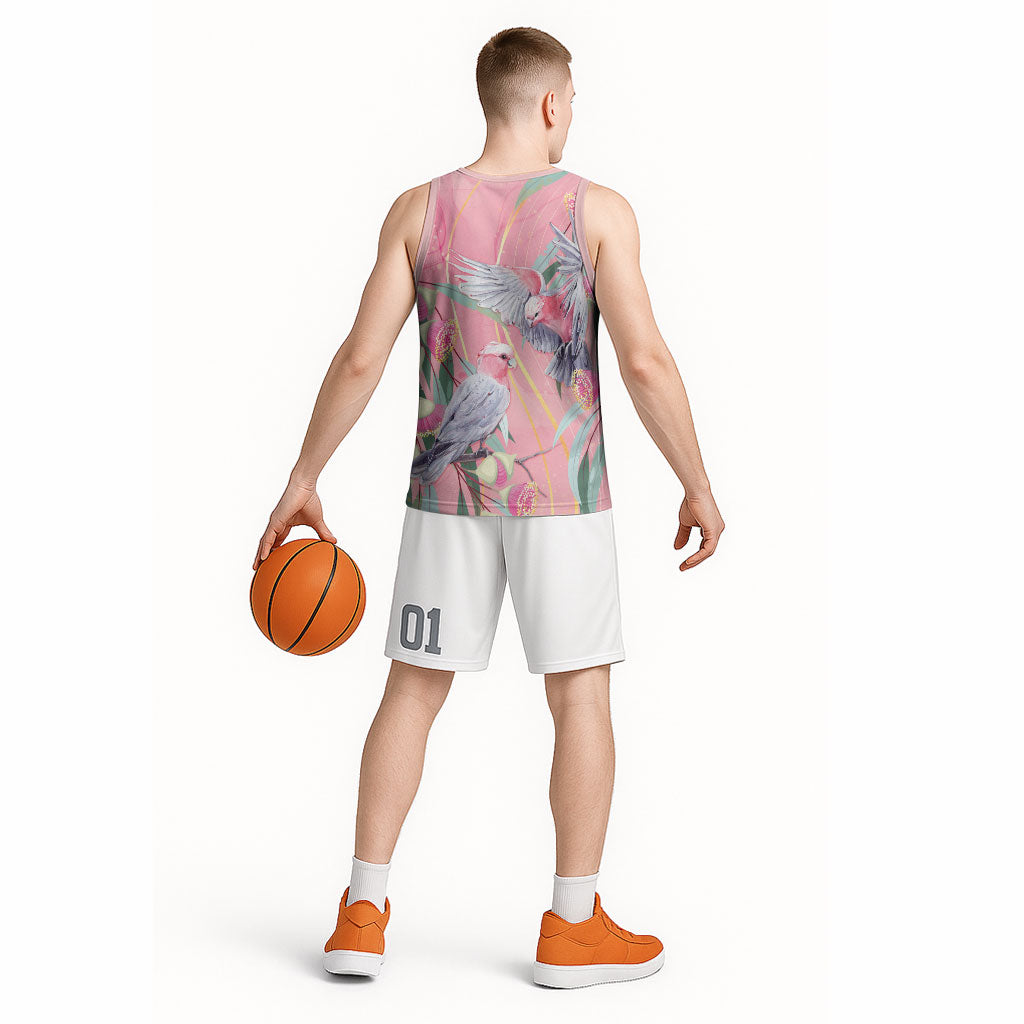Australia Breast Cancer Basketball Jersey Pink Galah with Eucalyptus Flowers