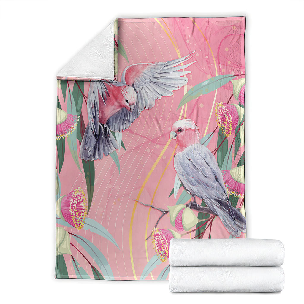 Australia Breast Cancer Blanket Pink Galah with Eucalyptus Flowers