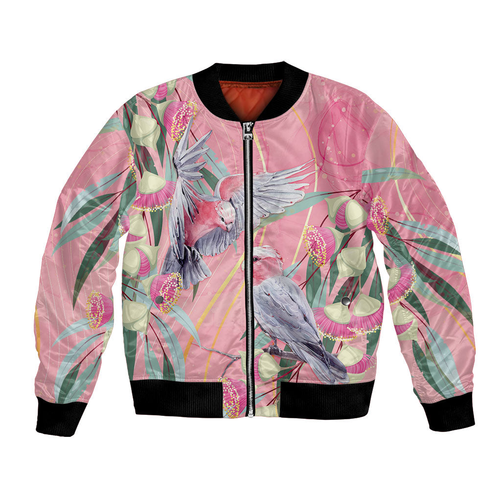 Australia Breast Cancer Bomber Jacket Pink Galah with Eucalyptus Flowers