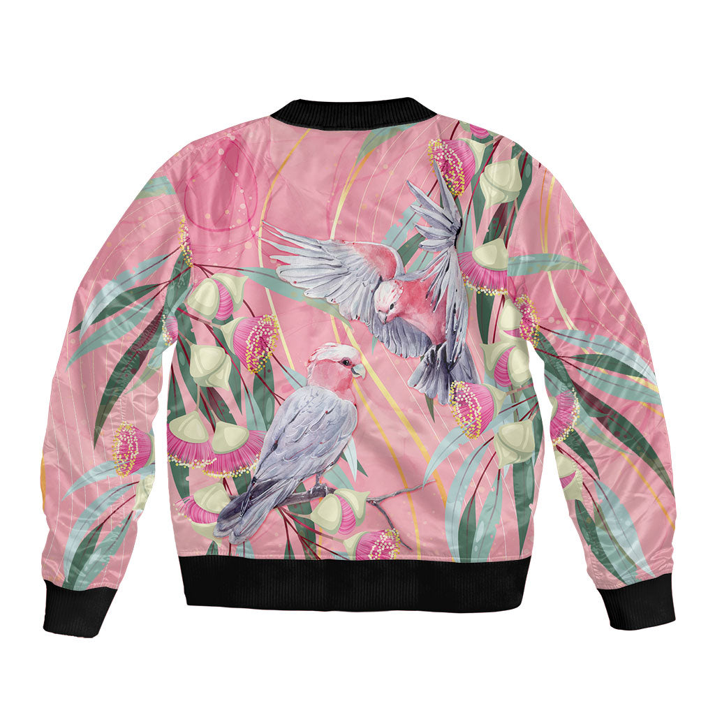 Australia Breast Cancer Bomber Jacket Pink Galah with Eucalyptus Flowers