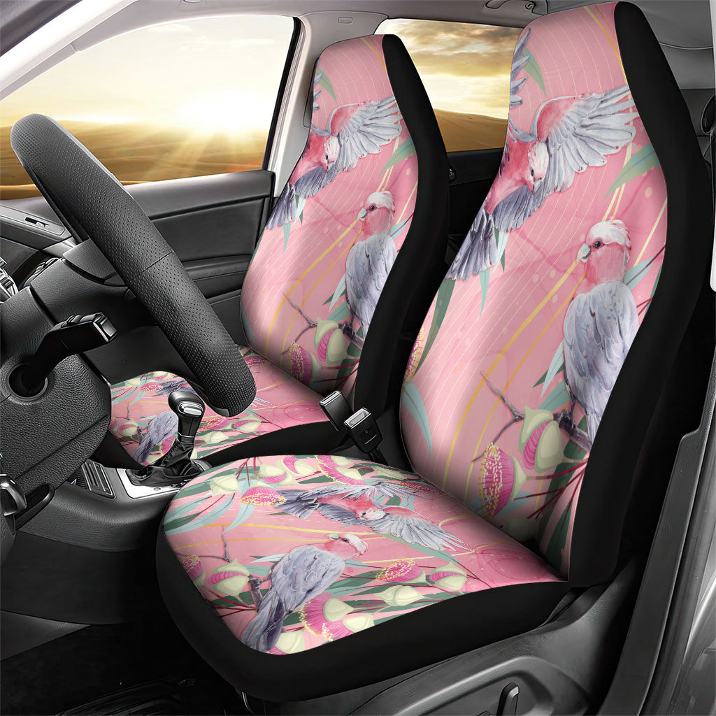 Australia Breast Cancer Car Seat Cover Pink Galah with Eucalyptus Flowers