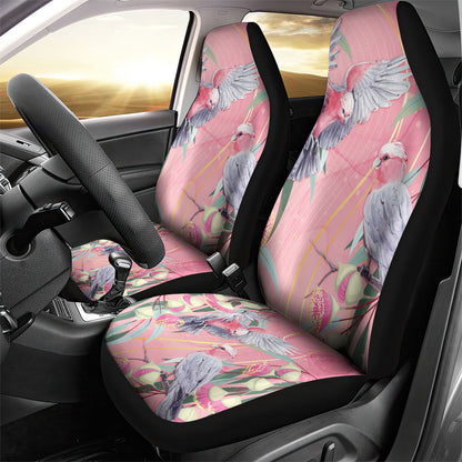 Australia Breast Cancer Car Seat Cover Pink Galah with Eucalyptus Flowers