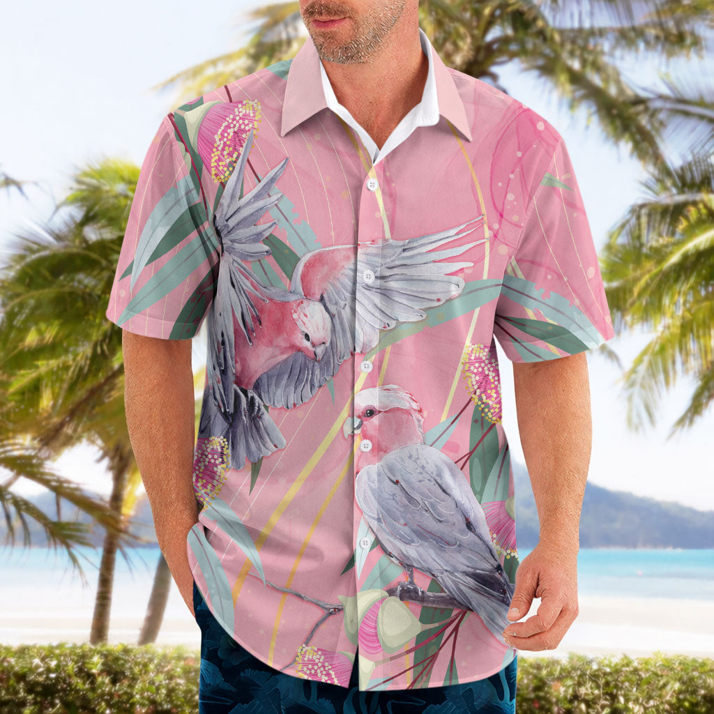 Australia Breast Cancer Hawaiian Shirt Pink Galah with Eucalyptus Flowers