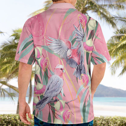 Australia Breast Cancer Hawaiian Shirt Pink Galah with Eucalyptus Flowers