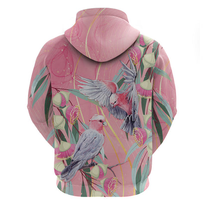 Australia Breast Cancer Hoodie Pink Galah with Eucalyptus Flowers