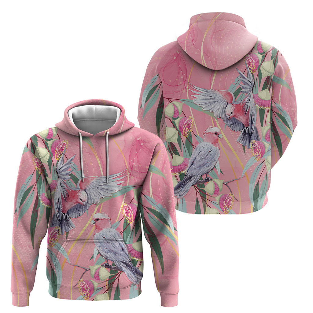 Australia Breast Cancer Hoodie Pink Galah with Eucalyptus Flowers