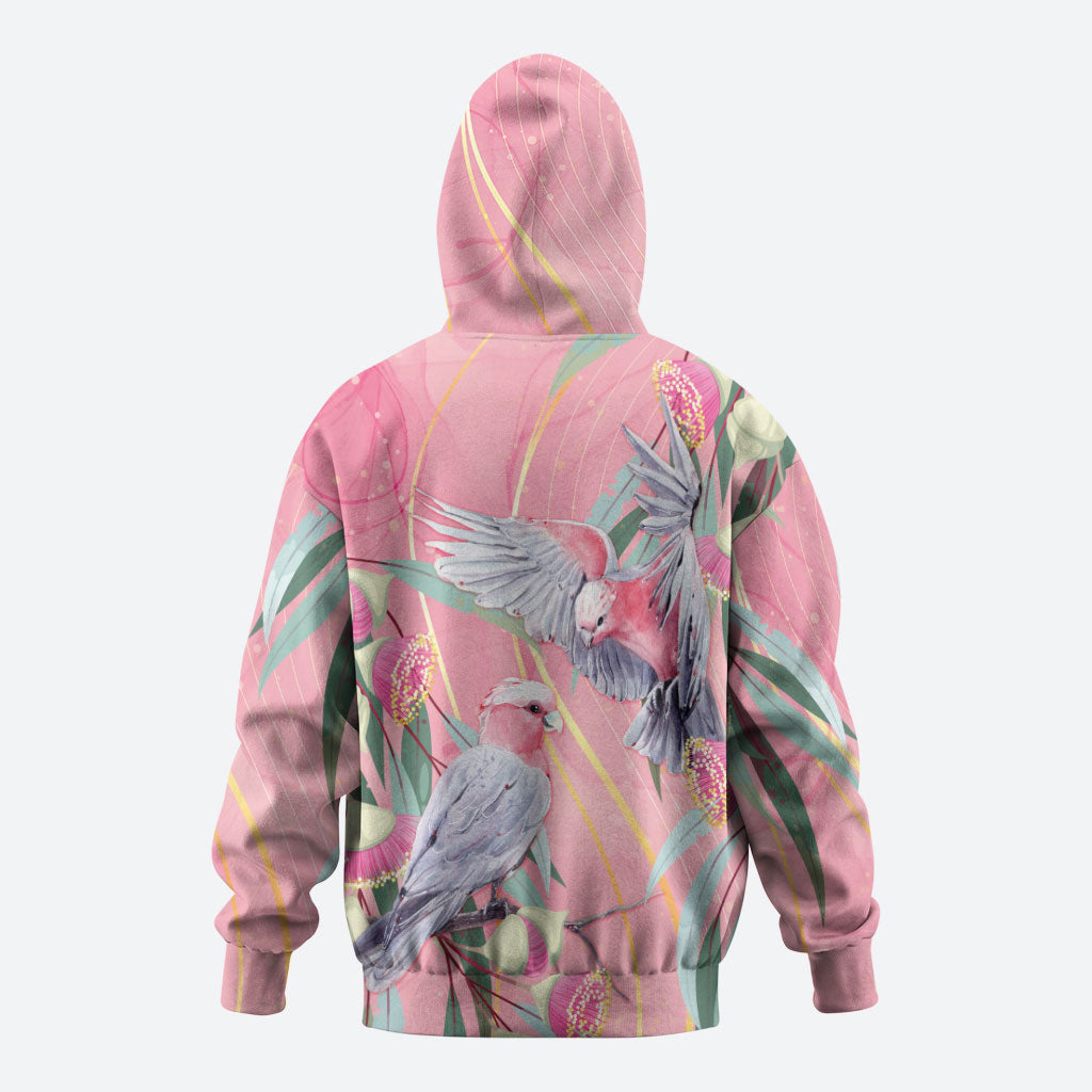 Australia Breast Cancer Hoodie Pink Galah with Eucalyptus Flowers